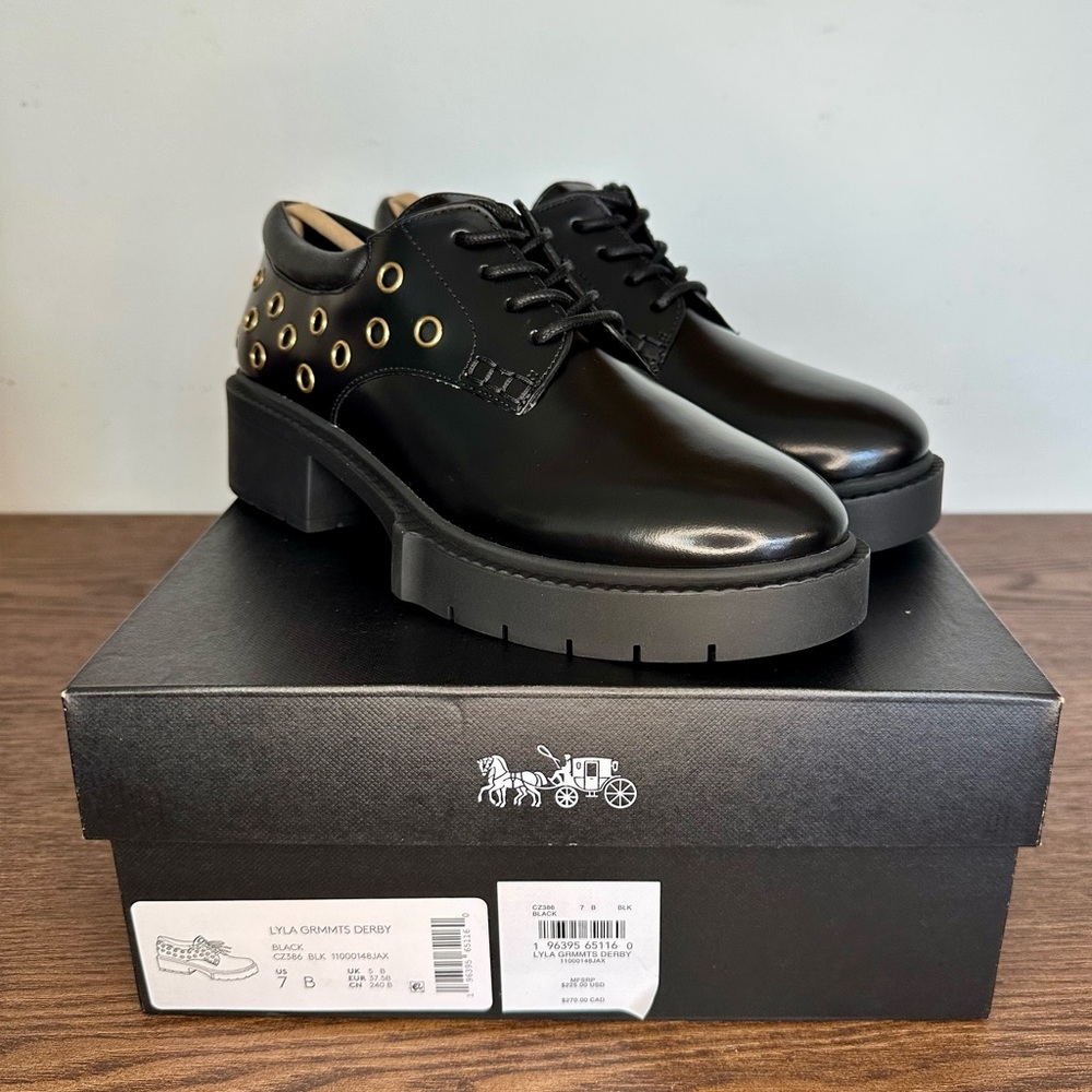 New Coach Lyla Platform Derby with Grommets Size 7